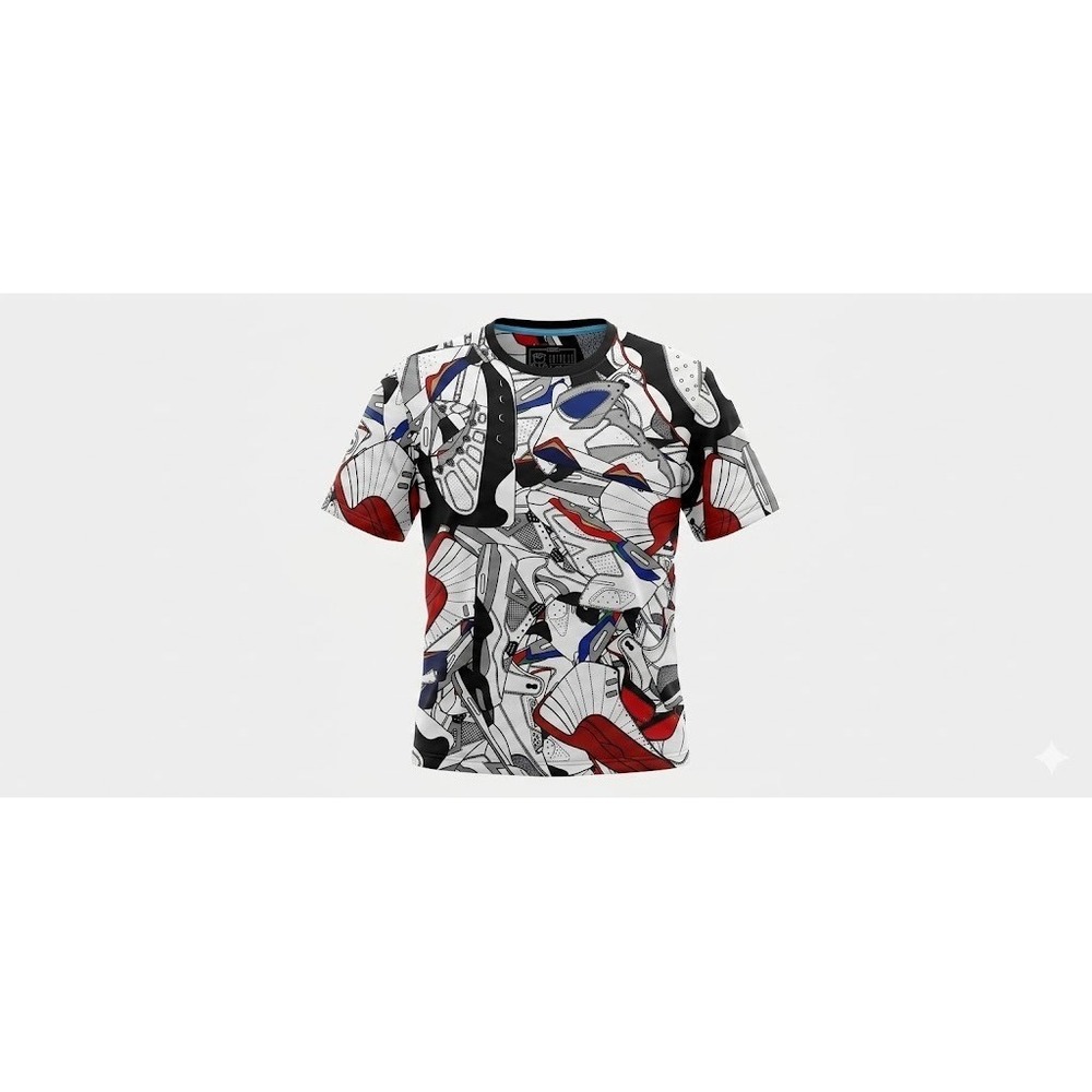 : Entree LS Sneakerhead All Over Print Tee Hypebeast Retro Kicks Shirt Large